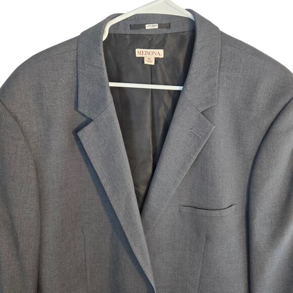 Merona Men's Blazer XL Extra Large Gray Suit Coat 2 Button Sport Jacket 46 - Picture 2 of 8